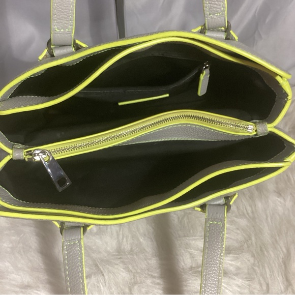 Marc Jacob’s Gray Pebbled Leather Double Edge Trimmed with Bright Yellow - Picture 7 of 13